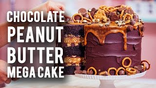 How To Make A CHOCOLATE PEANUT BUTTER MEGA CAKE Rich Chocolate Sweet Caramel amp Peanut Butter [upl. by Karney]