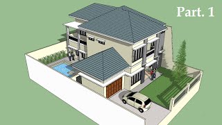 Sketchup tutorial house building Part 1 [upl. by Yttig]