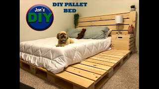 DIY Pallet Bed amp Night Stand  Jons DIY [upl. by Gentry860]