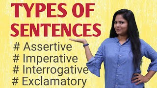 Types Of Sentences  Assertive Or Declarative Imperative Interrogative Exclamatory [upl. by Atil]