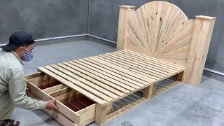 How To Build A Beautiful Single Bed Out Of Pallets For Your Child  Creative Woodworking Idea Design [upl. by Dorrahs]