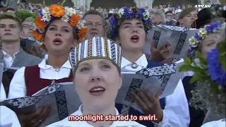 Latvian Song Festival 2018  quotKrustiem zvaigznes debesīsquot English SubtitlesEnglish Translation [upl. by Anilok]