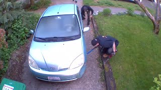 Gone in less than 90 seconds Catalytic converter theft caught on camera [upl. by Eyahsal]