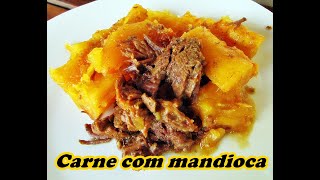 Carne com mandioca panela de pressão  Cueca Cook  354 [upl. by Nogaem]