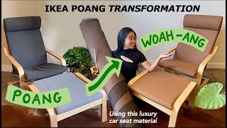 IKEA Transformation Reupholstering my Poang with perforated faux vegan leather  A 2day DIY vlog [upl. by Niwrek]