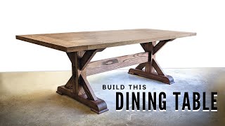 How to Build a FARMHOUSE TRESTLE TABLE  DIY Woodworking [upl. by Alexine]