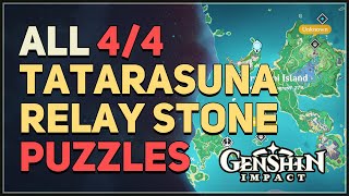 All 4 Tatarasuna Relay Stone Puzzles Genshin Impact Kannazuka [upl. by Aitra721]