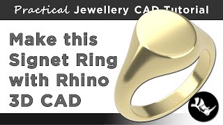 Signet Ring  Beginners Rhino Jewellery CAD Tutorial  Oval Pinky Ring [upl. by Douglas]