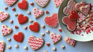 How To Decorate Heart Shaped Cookies With Royal Icing [upl. by Ydnab]