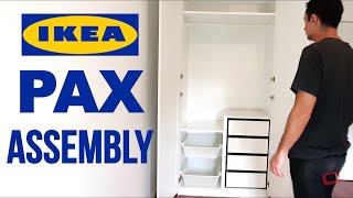 IKEA PAX Wardrobe Assembly With Doors and Soft Closing Hinges [upl. by Atikel]