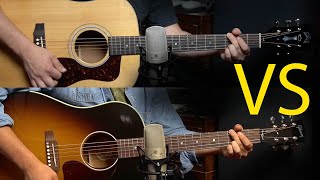 J45 vs D40  Dread Comparison Gibson and Guild Mahogany Acoustics [upl. by Karilynn154]