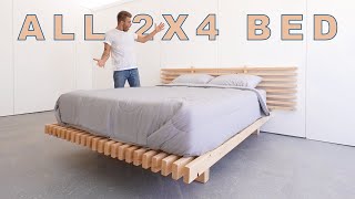 DIY Platform Bed Made from ONLY 2x4s  Modern Builds [upl. by Eidnac]