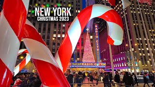 NYC Christmas 2023 ✨ 6th Avenue Rockefeller Christmas Tree Saks Light Show Radio City Music Hall [upl. by Cal]