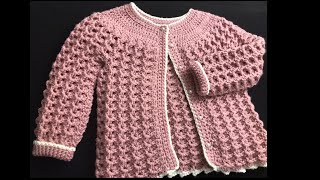 Chaquetita o chambrita tejida a crochet o ganchillo paso a paso 010 años Crochet for Baby [upl. by Eelhsa]