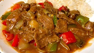 Deliciosa carne de bistec con pimientos  Pepper Steak [upl. by Aidiruy]