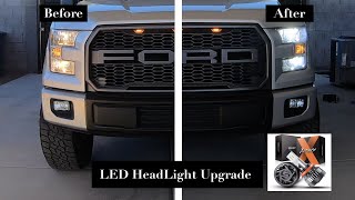 2016 Ford F150 LED HeadLight Bulb Conversion Before amp After [upl. by Petty672]