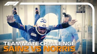 Carlos And Lando Go Skydiving  F1 Team Mate Challenge [upl. by Ahsikat5]