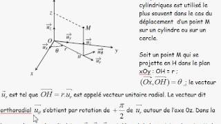 cinématique  I2 coordonnées et base cylindriques [upl. by Eiramacissej689]