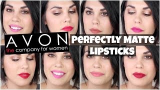 Avon True Color Perfectly Matte Lipsticks  Lip Swatches amp Review [upl. by Naejeillib]