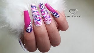 Blooming gel nail art with gel polish Swirl nail art [upl. by Charleton]