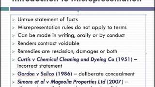 Misrepresentation Lecture 1 of 4 [upl. by Jimmie]