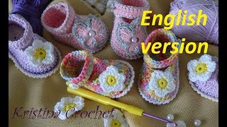 Crochet baby shoes Booties Tutorial English version [upl. by Doroteya]