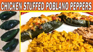 CHICKEN STUFFED POBLANO PEPPERS RECIPE  How To Make Delicious Stuffed Peppers [upl. by Amzaj183]