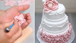 Elegant Wedding Cake  How To Make by Cakes StepByStep [upl. by Eluj]