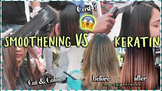 Smoothening vs Keratin Hair Treatment  My Experience  Cost Procedure amp New Colour ThatQuirkyMiss [upl. by Iralav]