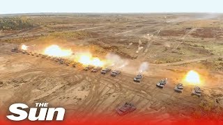 NATO tests a twentyfive tank barrage [upl. by Nalyr573]