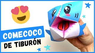 Cómo hacer un COMECOCOS de PAPEL en forma de 🦈TIBURÓN🦈 muy fácil para NIÑOS [upl. by Muns]