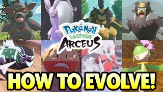 How to Evolve ALL NEW POKEMON in Pokemon Legends Arceus [upl. by Kcirderfla550]